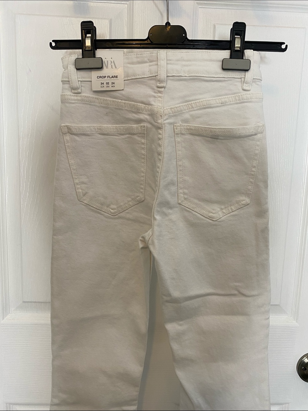 Zara White Cropped Flare Raw Hem Jeans Clean Girl NWT Size 2 - Picture 5 of 16